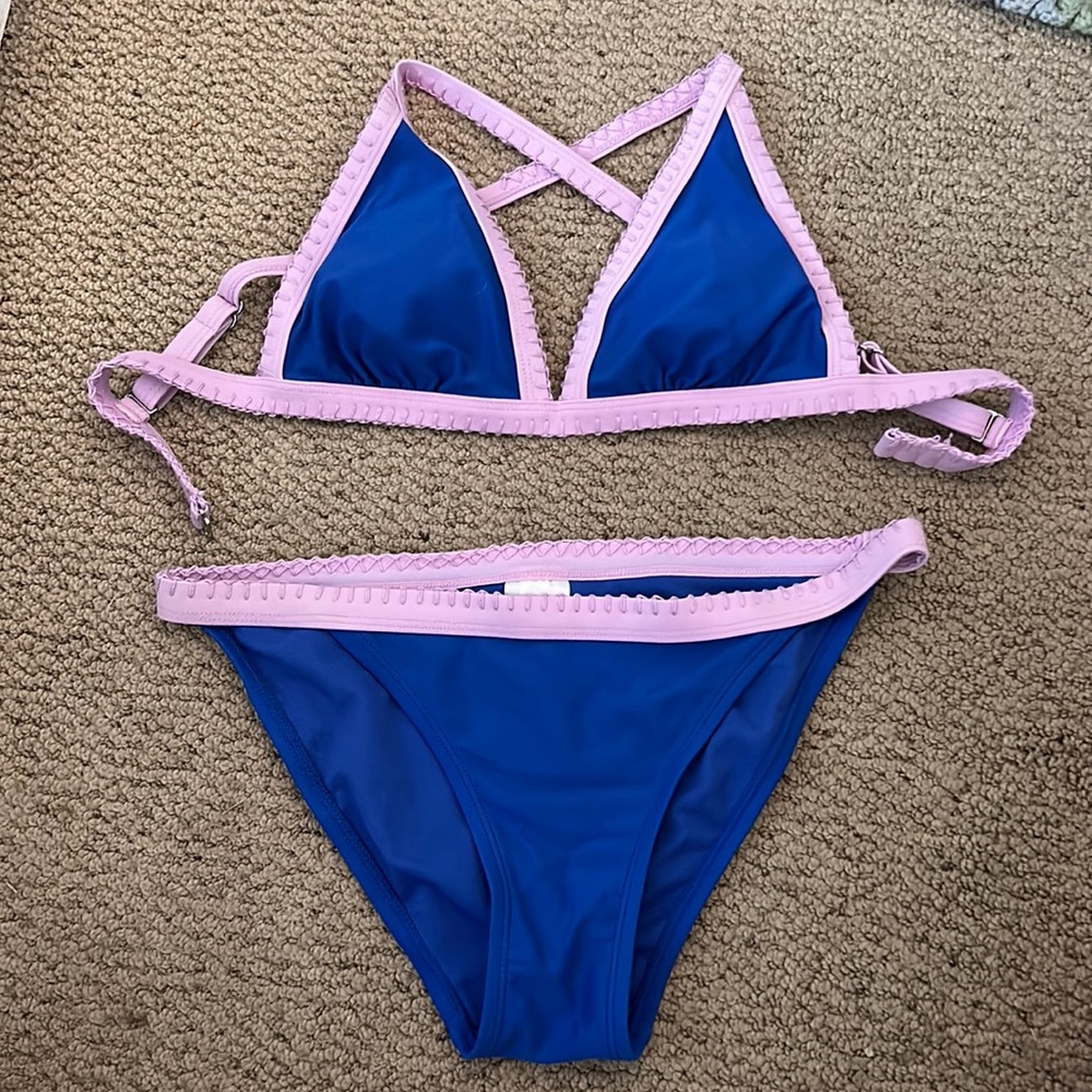 Blue and purple bikini